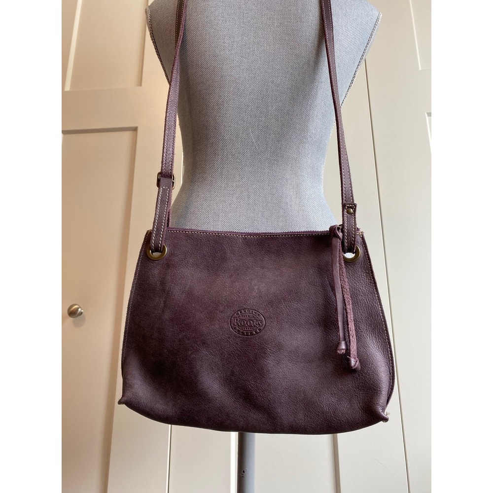 Roots Canada Purse Leather Distressed Purple Boho Crossbody Classic sku4